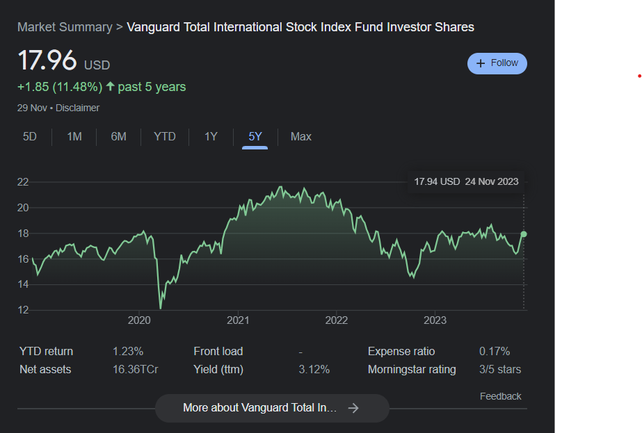 Vanguard Total International Stock Index Fund returns
